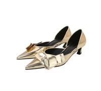 WQHPLMD Women's Low Kitten Heel Pointed Toe Pumps Classic Dress Heeled Shoes for Office Work 4cm