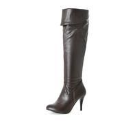 WQHPLMD Women's Over The Knee Boots Round Toe Stretch Side Zipper Stiletto Biker Boots Fall Wedding Party Dress Shoes 8.5 CM