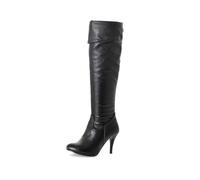 WQHPLMD Women's Over The Knee Boots Round Toe Stretch Side Zipper Stiletto Biker Boots Fall Wedding Party Dress Shoes 8.5 CM