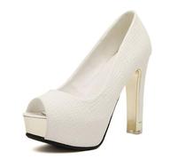 WQHPLMD Womens Peep Toe Pumps Platform Round Toe Chunky Heels Party Catwalk Nightclub Dress Shoes 12cm