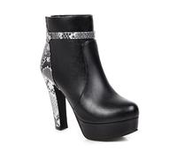 WQHPLMD Women's Platform Ankle Boots Block Heel Round Toe Pumps Fashion Party Dress Shoes 12cm