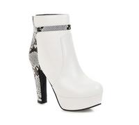 WQHPLMD Women's Platform Ankle Boots Block Heel Round Toe Pumps Fashion Party Dress Shoes 12cm