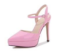 WQHPLMD Women's Pumps Pointed Toe Buckle Slingback Waterproof Platform Stiletto Shoes Solid Color Professional Shoes Heeled Sandals Suitable Ceremonial Banquet Models Catwalk