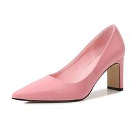 WQHPLMD Women's Pumps Pointy Slip On High Heel Patent Leather Shallow Mouth Chunky Heels Classic Professional Nightclub Model Catwalk Casual Shoe