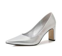 WQHPLMD Women's Pumps Pointy Slip On High Heel Patent Leather Shallow Mouth Chunky Heels Classic Professional Nightclub Model Catwalk Casual Shoe