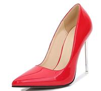 WQHPLMD Women's Pumps Pointy Slip On Stiletto Shoes Shallow Mouth Closed Toe High Heel Metal Heels Suitable for Casual Banquet Etiquette Bridesmaid Weddings