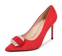 WQHPLMD Women's Pumps Pointy Slip On Stiletto Shoes Shallow Mouth Closed Toe High Heel Rhinestone Embellished Shoe Suitable for Casual Banquet Etiquette Bridesmaid Weddings