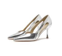 WQHPLMD Women's Stiletto Closed Pointed Toe Cut out Slip-on Pumps Casual Work Dress Shoes 8 CM