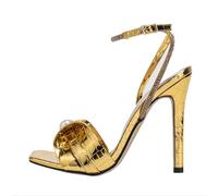 WQHPLMD Women's Stiletto Pearls Sandals Square Peep Toe Pumps Bride Wedding Party Dress Shoes 11cm