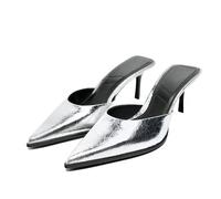 WQHPLMD Women's Stiletto Pointed Toe Backless Slip On Heeled Sandals Dress Party Mules Shoes 6CM