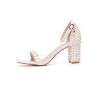 WQHPLMD Women's Stilettos Open Toe Sandals Rhinestone Ankle Strap Latin Salsa Dancing Party Shoes 7cm