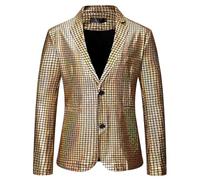wqibq Disco Outfit Men | Fashionable Look Shiny Sequins Suit Jacket Halloween Outfits | Easy to wear and stylish Two Button Blazer Tuxedo Discos Glitter Party Blazers For Mens, Dinner Prom Partiy