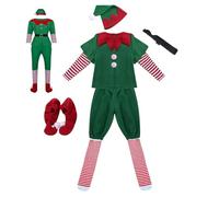 wqibq Disfraz de Elfos Navideños,Disfraz de Elfos para Niños,Disfraces de ayudante de Papá Noel para las fiestas - Traje de elfos navideños, traje de vestir para niños adultos, cosplay de Navidad