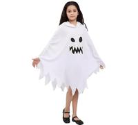 wqibq Gruseliges Geisterkleid für Mädchen - Halloween Kostüm mit Schleier und Tüll - Kinder Verkleidung fürr Horrorparty, Karneval oder Mottofest - Spukiges mitt unheimlichen Details