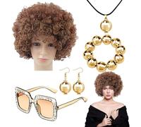 wqibq Set Accessoires Disco Femme Années 70 - Lunettes Rétro, Boucles d’Oreilles et Bandeau Brillant - Kit de Déguisement Vintage pour Soirée à Thème ou Carnaval