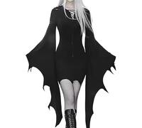 wqibq Vestito Pipistrello Donna - Abito Halloween con da Pipis- per Costume Cosplay - Design a Maniche Lunghe Elegante e Originale - Taglia Unica per Feste e Eventi a Tema