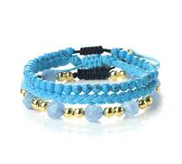 Wqishinuanyang Juego de 3 pulseras bohemias para mujeres y hombres, pulseras de cuentas de piedra natural de malaquita ojo de tigre, Piedra Cuero