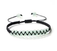 Wqishinuanyang Pulsera de calcedonia de doble fila para mujeres y hombres, 4 mm, cuerda trenzada de piedra natural, hecha a mano, ajustable, Piedra Cuero