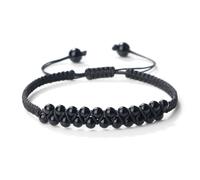 Wqishinuanyang Pulsera de calcedonia de doble fila para mujeres y hombres, 4 mm, cuerda trenzada de piedra natural, hecha a mano, ajustable, Piedra Cuero