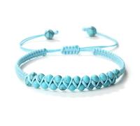 Wqishinuanyang Pulsera de calcedonia de doble fila para mujeres y hombres, 4 mm, cuerda trenzada de piedra natural, hecha a mano, ajustable, Piedra Cuero