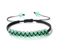 Wqishinuanyang Pulsera de calcedonia de doble fila para mujeres y hombres, 4 mm, cuerda trenzada de piedra natural, hecha a mano, ajustable, Piedra Cuero