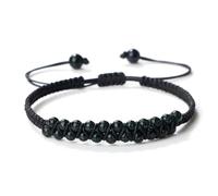 Wqishinuanyang Pulsera de calcedonia de doble fila para mujeres y hombres, 4 mm, cuerda trenzada de piedra natural, hecha a mano, ajustable, Piedra Cuero