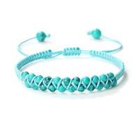 Wqishinuanyang Pulsera de calcedonia de doble fila para mujeres y hombres, 4 mm, cuerda trenzada de piedra natural, hecha a mano, ajustable, Piedra Cuero
