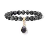 Wqishinuanyang Pulsera de cuentas de calcedonia natural para mujeres y hombres, pulsera hecha a mano, 19 CM, Piedra Cuero