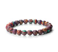 Wqishinuanyang Pulsera de malaquita verde de 8 mm para mujeres y hombres, pulsera elástica de cuentas de piedra de malaquita natural para yoga, 19cm, Piedra Cuero