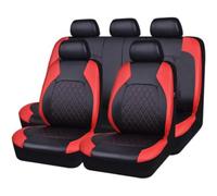 WQIUTT 9 Piezas Cuero Coche Juegos Cubreasientos para Seat Leon Mk2 Leon Mk3 Leon 1 Leon 2 Leon 3 Leon 5F Leon FR,5 Plazas Fundas Asiento Impermeables Transpirabilidad Interior Accesorios,Red