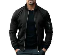 WQOTHHZR Abrigo Hombre New Jackets For Men Chaqueta Empresa Mass Male Coats Windbreaker Mens Cops Basic Streetwear-Negro-XXL 75-82 Kg