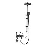 WQPMNYG Ducha Amateur Set Ducha de Lluvia Grifo de Latón Ducha de Mano Rociador Agua Caliente y Agua Fría Sistema de Ducha Multifunción de Doble Orificio con Grifo Negro,