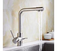 WQPMNYG Grifo de Cocina de latón Antiguo de 360 Grados, Color Oro/Negro, Mezclador de Agua de 3 vías para una fácil Limpieza, diseño Moderno, Grifo de Fregadero Uso do