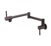 WQPMNYG Grifo de Cocina Plegable de Pared con Brazo Giratorio de Doble articulación, Fabricado en latón y con Acabado en Bronce Negro: diseño Que Ahorra Espacio para cocinas Modernas.