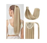 WQQYU6HKF Coleta Postiza Extensión de Cola de Caballo con Clip, Cabello Humano Liso Rubio con Reflejos P8/613, con Pasta mágica for Mujer Coleta Postiza Pelo Natural(24inches)