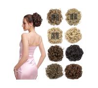 WQQYU6HKF Pelucas Coletero Corto con Extensiones de Cabello Rizado y desordenado for Mujer. Moño(30T613)