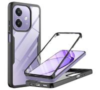 WQRTYJK Funda para OPPO A40 / A40M / A60 5G Carcasa Antigolpes 360 Grados Ultra Hybrid Protección con Protector de Pantalla Integrado Robusto Doble Cara Ultrafina Transparente Bumper Carcasa, Negro