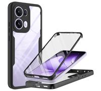 WQRTYJK Funda para OPPO Reno 13 5G Carcasa Antigolpes 360 Grados Ultra Hybrid Protección con Protector de Pantalla Integrado Robusto Doble Cara Ultrafina Transparente Bumper Carcasa, Negro