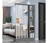 WQXylbrent 80-140 Cm Separador De Ambientes De Madera con Estantes, Columna Divisoria Autoportante para Privacidad, Diseño Moderno para Entrada, Salón, Pasillo Y Oficina(White+Black,120cm/47.2in)