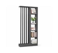 WQXylbrent 80-140 Cm Separador De Ambientes De Madera con Estantes, Columna Divisoria Autoportante para Privacidad, Diseño Moderno para Entrada, Salón, Pasillo Y Oficina(White+Black,100cm/39.4in)