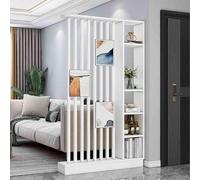 WQXylbrent 80-140 Cm Separador De Ambientes De Madera con Estantes, Columna Divisoria Autoportante para Privacidad, Diseño Moderno para Entrada, Salón, Pasillo Y Oficina(White,120cm/47.2in)