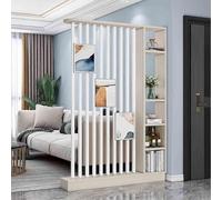 WQXylbrent 80-140 Cm Separador De Ambientes De Madera con Estantes, Columna Divisoria Autoportante para Privacidad, Diseño Moderno para Entrada, Salón, Pasillo Y Oficina(Beige+White,140cm/55.1in)