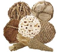 WQY GroceryShop 7 bolas de masticar grandes para pájaros, juguete natural suave para masticar y forrajear para cacatúa, conure, cuáquero, loro, periquito, conejo, cobaya, chinchilla