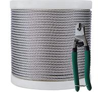 WQZStar Cable de Alambre de Acero Inoxidable de 1/8 con Cortador, Cable de avión de Cuerda de Alambre de construcción de 7 x 7 Hilos para Proyecto de barandilla de cable/50 m/164 pies (50 m/164 pies)