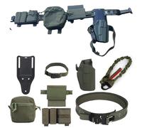 WQZXM 8en1 Airsoft Holster&Tactical Belt Set, con Tactical First Aid Pouch&9MM &5.56 Double mag Pouch&Tactical GP Bag&Tactical Holster Adapter Base, For Military Molle Heavy Duty Adjustable(Green)