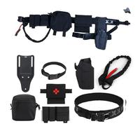WQZXM 8en1 Airsoft Holster&Tactical Belt Set, con Tactical First Aid Pouch&9MM &5.56 Double mag Pouch&Tactical GP Bag&Tactical Holster Adapter Base, For Military Molle Heavy Duty Adjustable(Black)