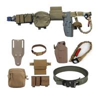 WQZXM 8en1 Airsoft Holster&Tactical Belt Set, con Tactical First Aid Pouch&9MM &5.56 Double mag Pouch&Tactical GP Bag&Tactical Holster Adapter Base, For Military Molle Heavy Duty Adjustable(Tan)