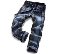 WQZYY&ASDCD Jeans Vaqueros Pantalon Jeans para Hombres Pantalones De Motorista Casuales Empalme Patchwork Slim Skinny Blue Jeans Tallas Grandes 38 40 32 1018