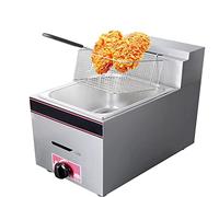 WQZzjm Freidora a Gas Comercial, freidora semiprofesional, Tanque de Aceite Simple de 10L, Potencia de Fuego Ajustable, freidora GLP de Acero Inoxidable, fácil Limpieza