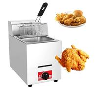 WQZzjm Freidora a Gas de Acero Inoxidable, Control de Temperatura Independiente, con Tapa, fácil de Limpiar para cocinar Alimentos y Papas Fritas (71)